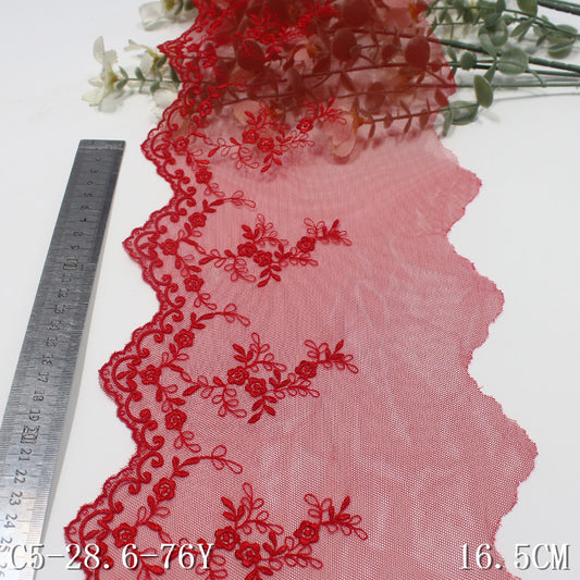 freedombeauty|Two-Color French Style Single Wave Small Flower Mesh Embroidery 16cm Curtain Sofa Cushion Lace Trim DIY Accessories