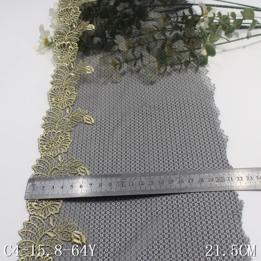 Freedombeauty | Black Lace Grenadine Unilateral Flower Embroidery Lace Clothing Home Textile 21cm Lace Accessories