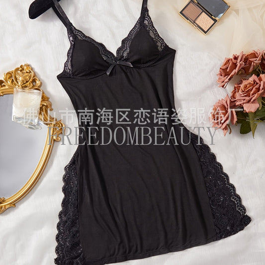 Freedombeauty | Sexy Lingerie Modal Split Sexy Fashion Charm Pure Desire Style Pajamas Bud