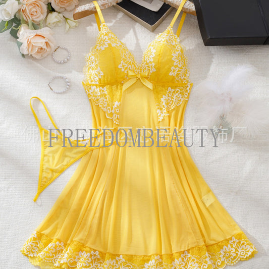 Freedombeauty | New Suspender Pajamas Women's Sexy Backless Dress Thin Breathable Sexy Lingerie Pure Desire Style