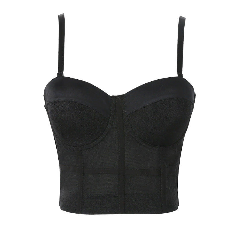 freedombeauty｜Elastic mesh underwear outer wear body sculpting yoga dance bra with chest pad Kaka beauty back sling vest DB594