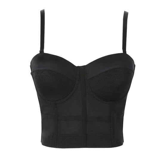 freedombeauty｜Elastic mesh underwear outer wear body sculpting yoga dance bra with chest pad Kaka beauty back sling vest DB594