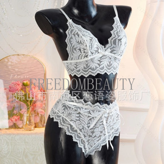 Freedombeauty | Popular Sexy Lingerie Sexy Lace Suit See-through Two-Piece Set Pure Desire Style in Stock