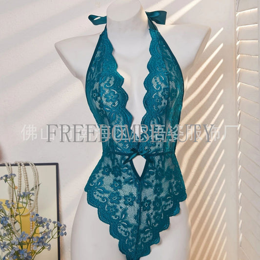 Freedombeauty | Sexy Pure Style Pajamas See-through Jumpsuit Sexy Lingerie Lace