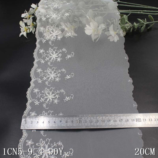 Freedombeauty | Creamy-white Mesh French Unilateral Flower Embroidery Lace DIY Clothing Curtains Lace Accessories