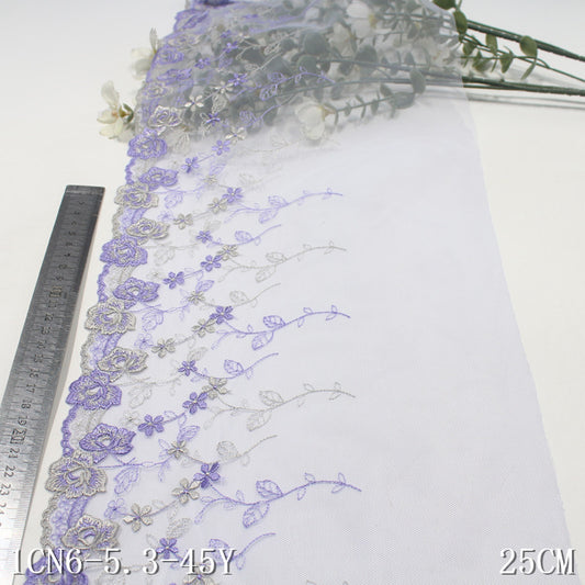 freedombeauty|Two-tone French Style Single-sided Small Flower Mesh Embroidery 19cm Curtain Sofa Cushion Lace Trim DIY Accessories
