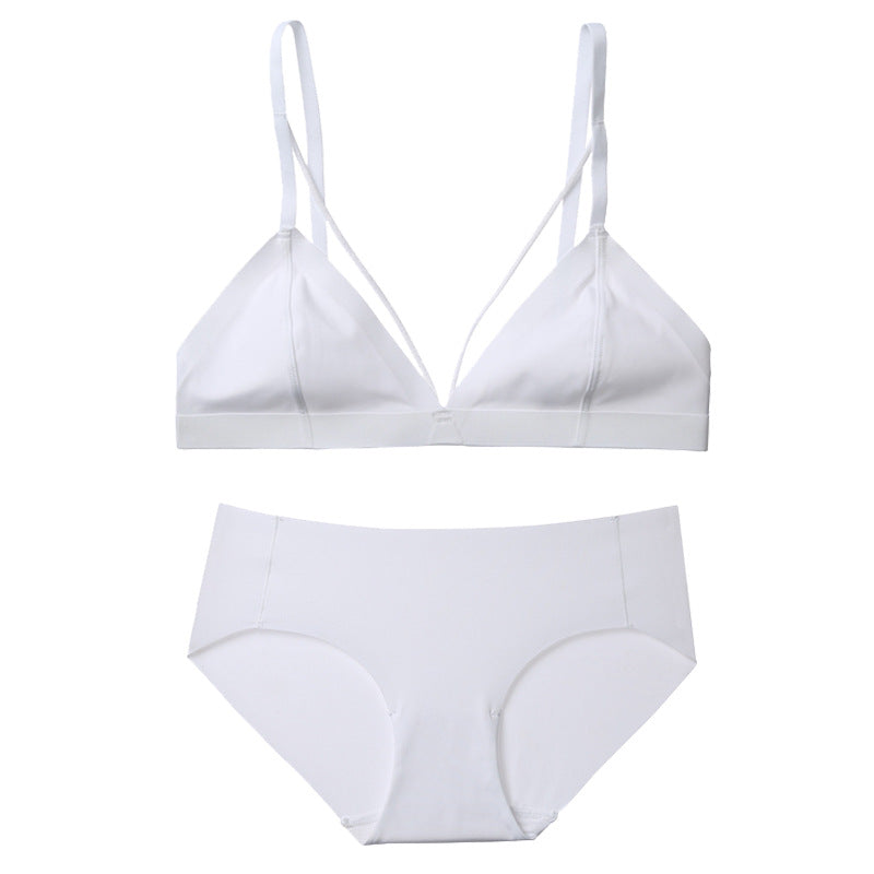 FREEDOMBEAUTY | French aa cup small bra set summer triangle cup flat chest underwear sexy steel rim seamless thin bra