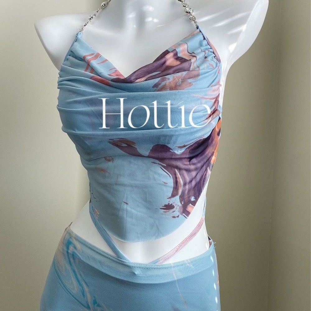 freedombeauty|2024 New Two-Piece Skirt Style Three-Piece Swimsuit Small Chest Underwire Gathered Long Skirt Beach Vacation Swimwear