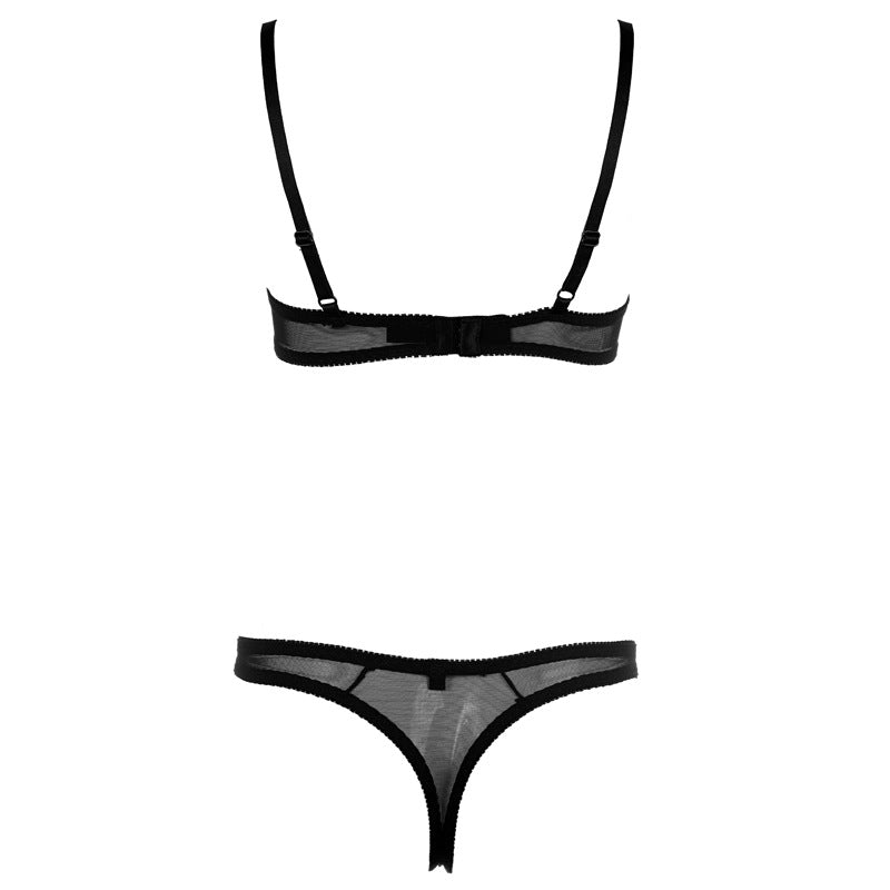FREEDOMBEAUTY | FJ228A sex underwear exquisite embroidery cotton cup open breast support women's bra set Amazon