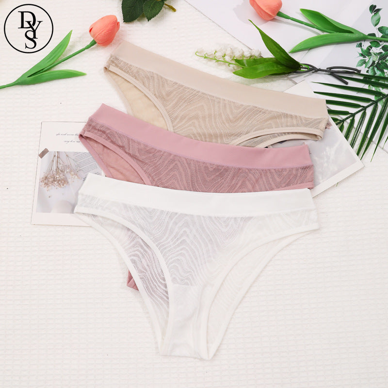 Freedombeauty | European and American Pure Desire Translucent Lace Underwear Women's High Elasticity Breathable Sexy Cotton Crotch Women's Briefs