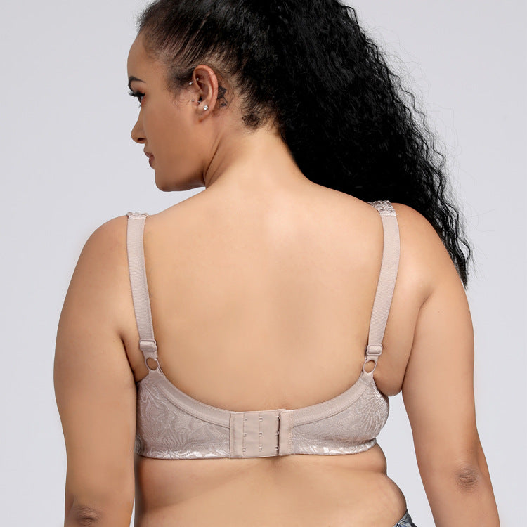 Freedombeauty | 2023 Boutique High-End New Embroidery Full Cup plus Size Bra Ultra-Thin Wireless Anti-Steel Support European and American Underwear for Women