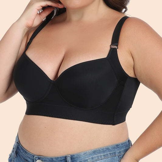 Freedombeauty | European and American Underwear Glossy Big Chest Small Multi-Breasted Adjustable Push up plus Size Bra Bcdefg