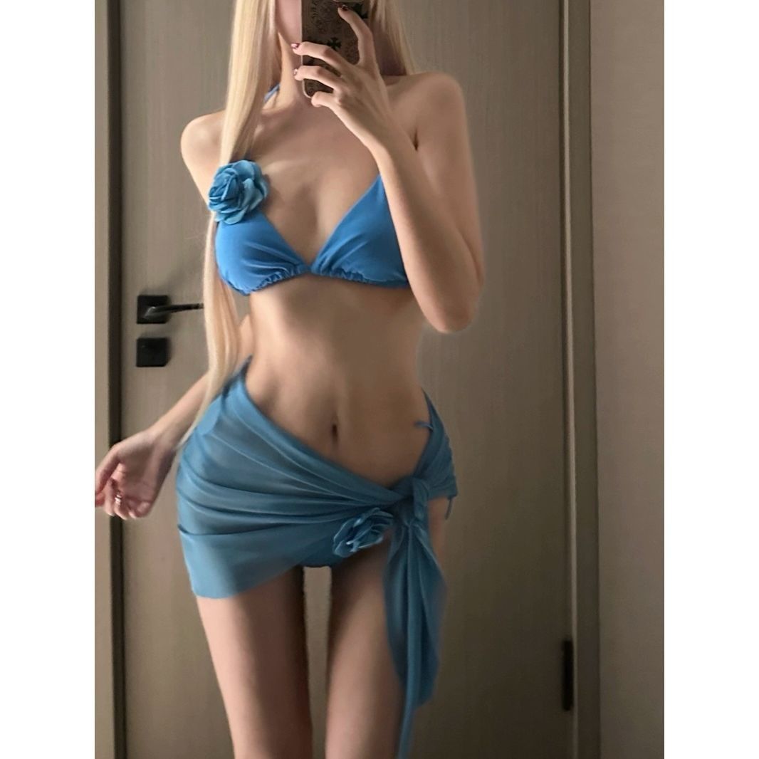 freedombeauty|Thai Niche Yellow Floral Swimsuit for Women 2025 New Vacation High-end Sexy Bikini Island Three-piece Set