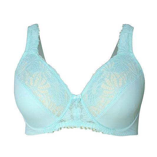 Freedombeauty | Light Blue Lace Sponge Shoulder Strap Ultra-Thin with Steel Ring Big Chest Display Small-Large Size Bra Push up CDE Cup