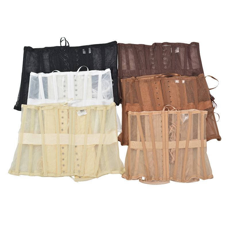 Freedombeauty | 2401 Steel Bone Medium and Long 25cm Summer Cool and Breathable Mesh Thin Fish Bone Girdle Breathable Waist Seal