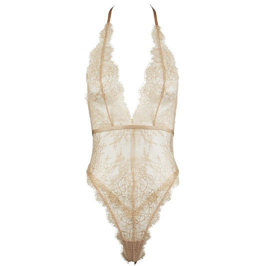 Freedombeauty | FQ2716 bronzing eyelash lace big beauty back strap deep V neck golden onesie European and American exports high quality
