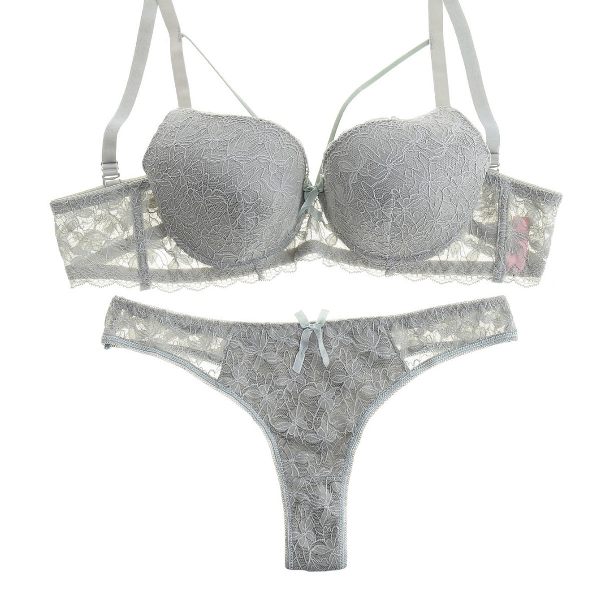 FREEDOMBEAUTY | Lace thong embroidered T-pants women's yoga sports panties bra set spring new models with chest pads sexy