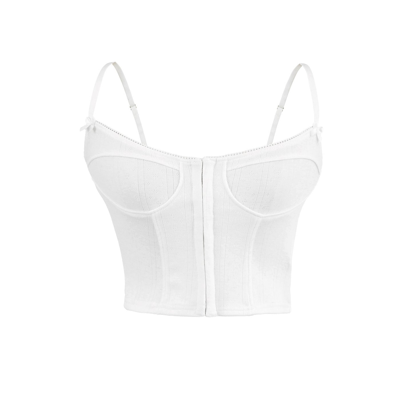 FREEDOMBEAUTY | Sexy embroidery splicing small suspender summer new versatile slim-fit short Spice Girl waist bottom vest