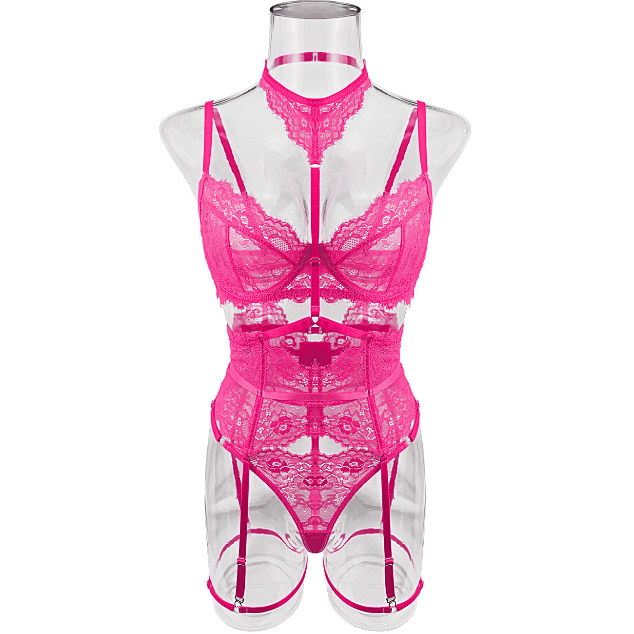 freedombeauty|Sex lace neck strap splicing body sculpting belt suspender sexy bra 5 kit set