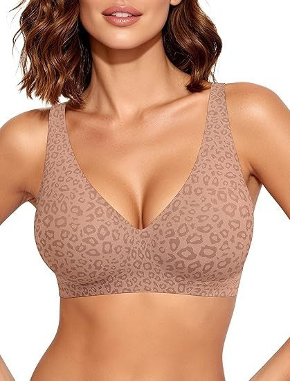 FREEDOMBEAUTY |OEAK Womens Deep V Bras Wireless Comfortable Bra Supportive