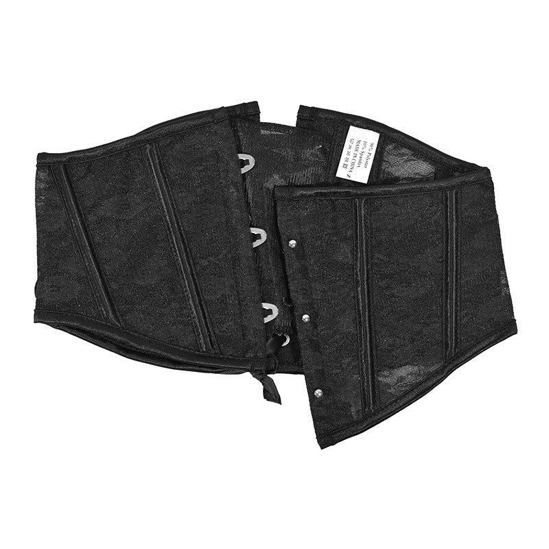 Freedombeauty|Autumn new lace short corset 16cm3 buckle herringbone support waist seal Lolita waist seal