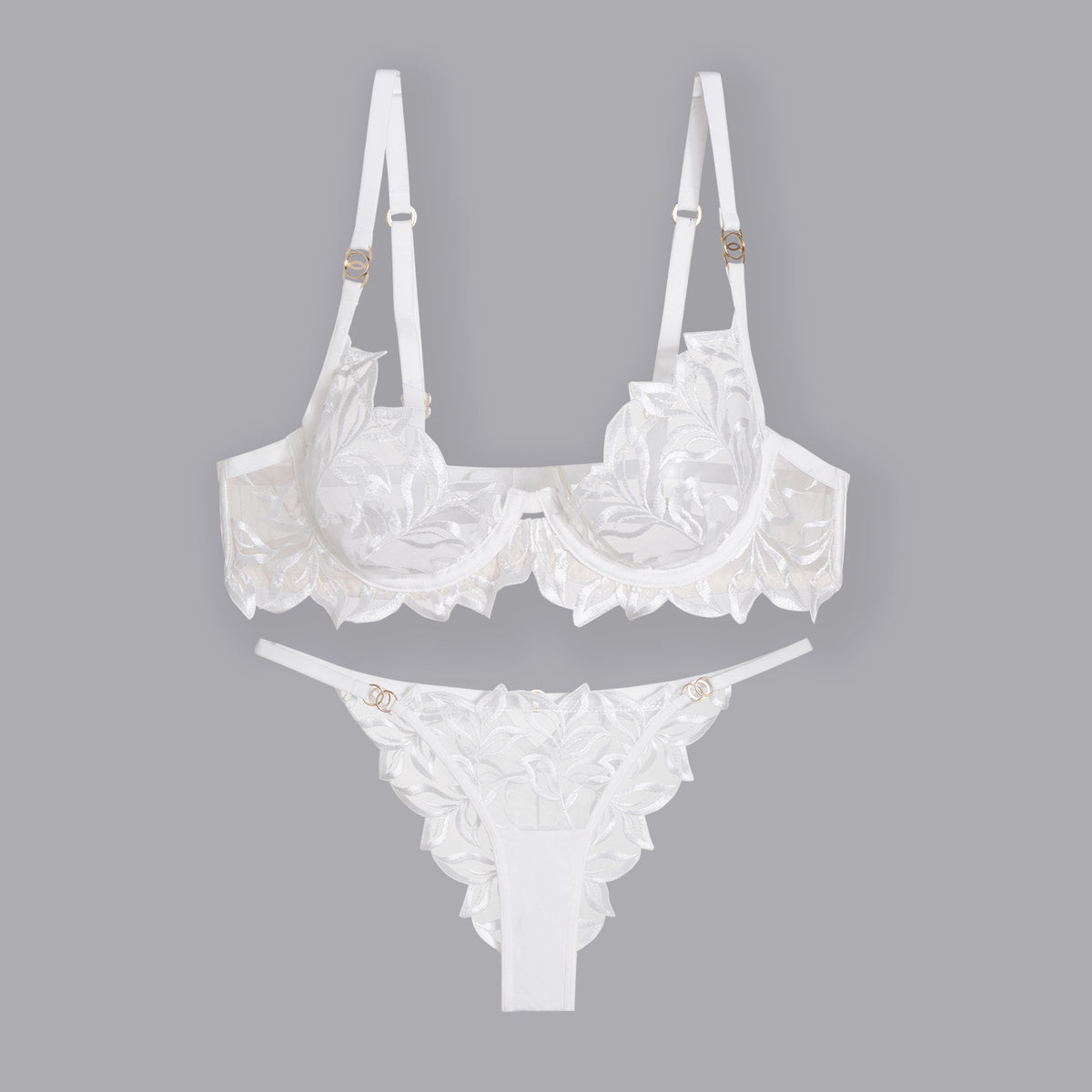 FREEDOMBEAUTY | Cross-border classic embroidered bras and underwear two sets women's underwear fishbone foreign trade special for Bra ultra-thin bras