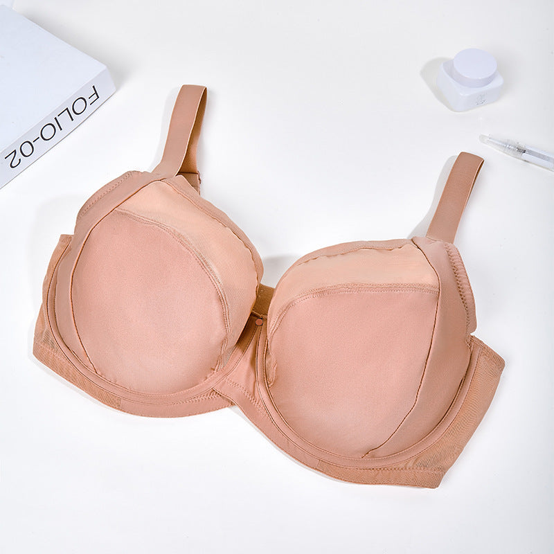 Freedombeauty | European and American large-size underwear women's big breasts show small anti-sagging gathering breathable mesh large cup 100kg bra