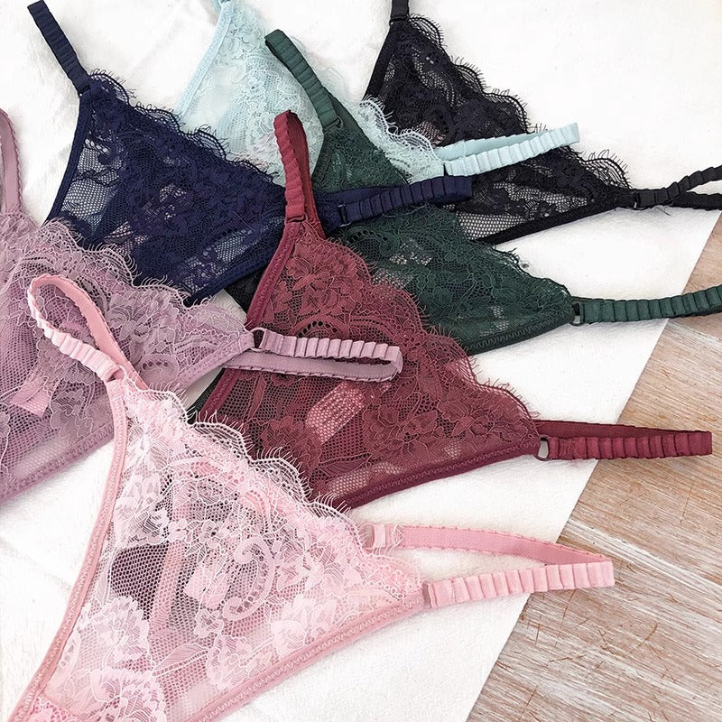 FREEDOMBEAUTY | European and American panties lace strap hollow thong women's cotton grade low waist perspective sexy eyelashes perspective hot T pants