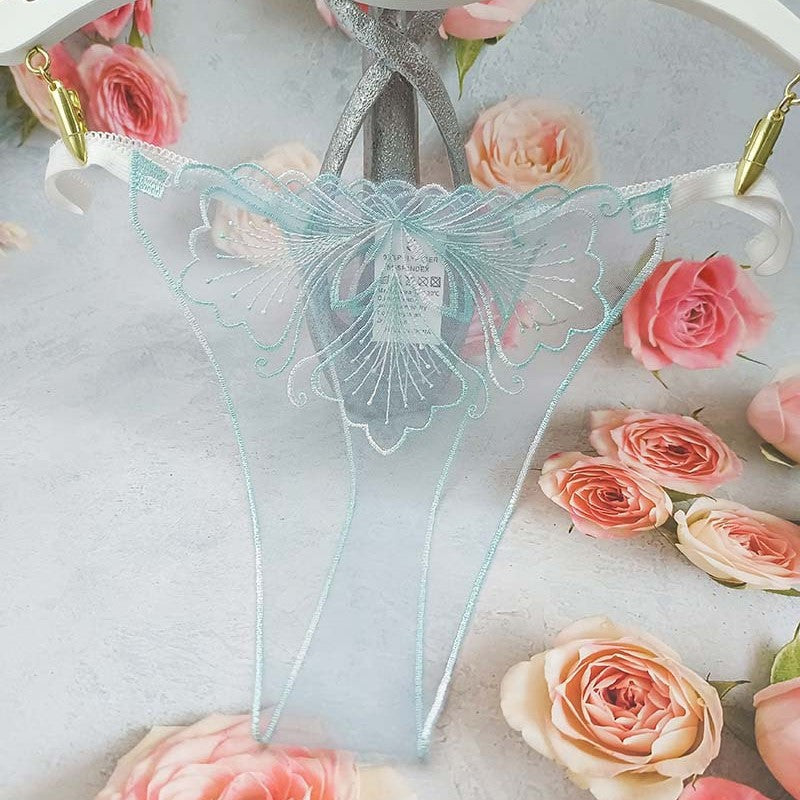 FREEDOMBEAUTY | Sexy hollow transparent mesh embroidered pattern women's sex thong perspective seduction lace cross-border
