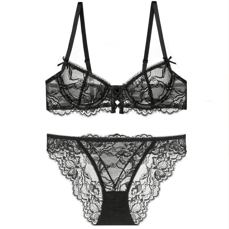 FREEDOMBEAUTY | Sexy Lace Underwear French Slim Big Breast Small Bra Anti-Sagging Bra Set Sexy Bra Sets