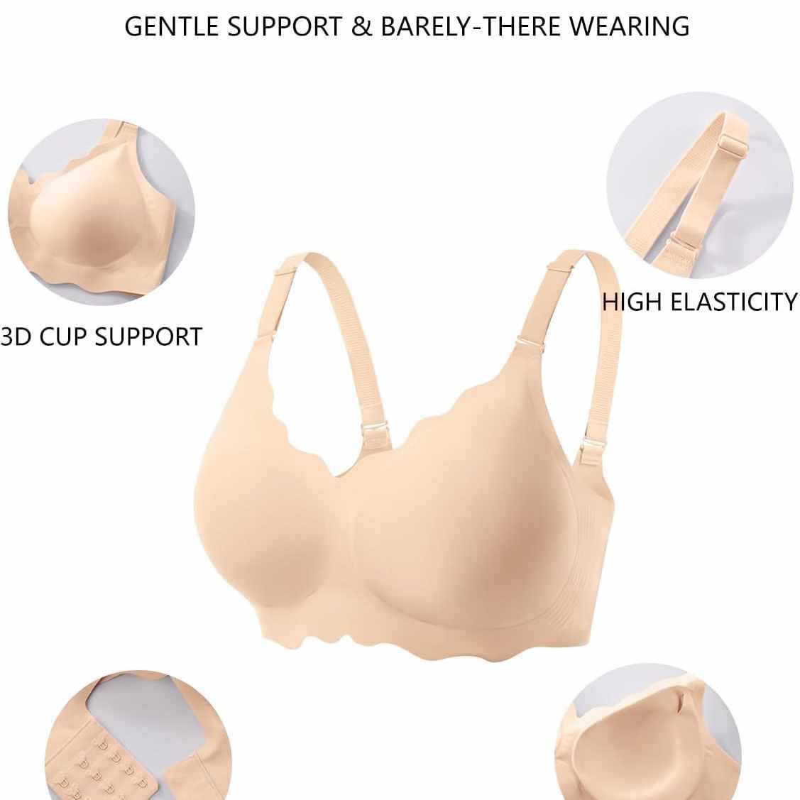 FREEDOMBEAUTY  Jelly Bras for Women No Underwire Scalloped Push U