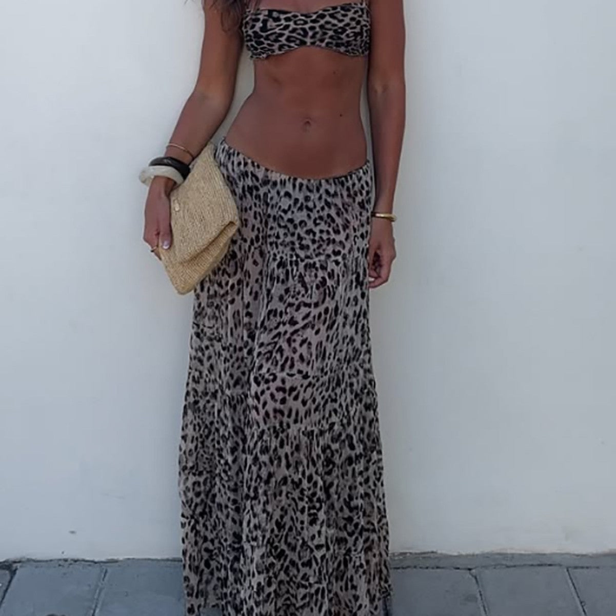 FREEDOMBEAUTY | Bikini dress split swimsuit women's 2026 new sexy AliExpress Amazon leopard print split swimsuit