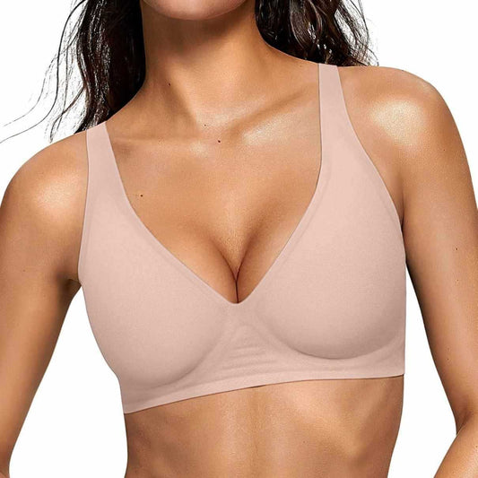 FREEDOMBEAUTY |OEAK Womens Deep V Bras Wireless Comfortable Bra Supportive
