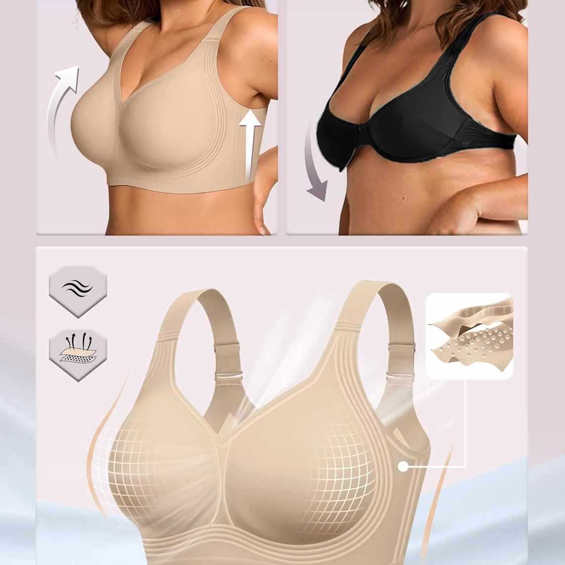 FREEDOMBEAUTY |OEAK Womens Wireless Jelly Bra Plus Size Supportive Seamless