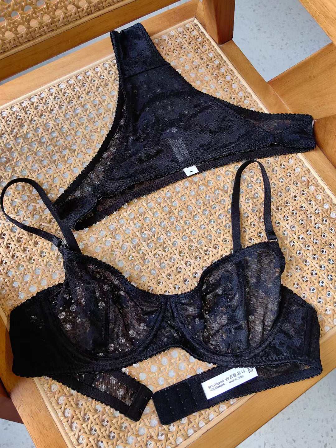 Freedombeauty | French lace underwear big breasts show small gathering bra animal print sexy transparent bra set