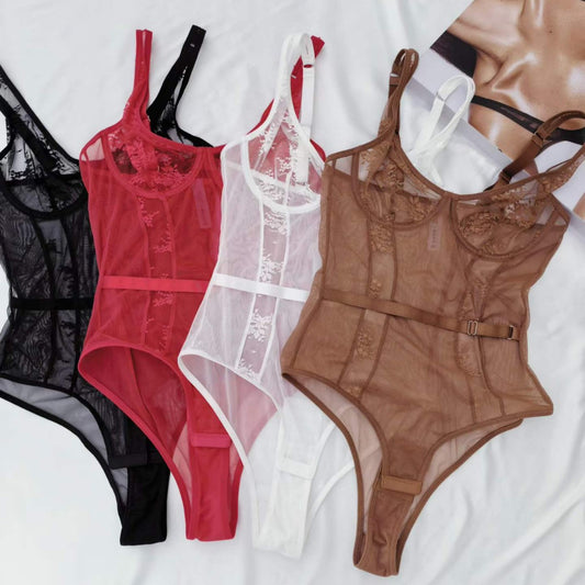 FREEDOMBEAUTY | Cross-border sex onesie transparent lace underwear Spice girls gather mesh backless sex underwear Lingerie