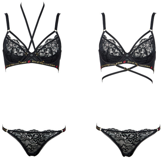 FREEDOMBEAUTY | FQ2810 lace steel ring light gathering French bra thin strap neck removable mesh European and American underwear women