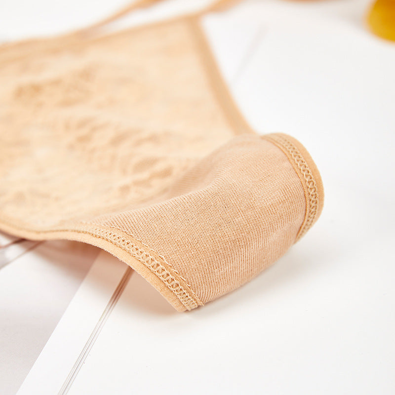 FREEDOMBEAUTY | Cross-border foreign trade interest temptation lace thong women, sexy transparent mesh embroidered underwear low-rise thin belt T-pants