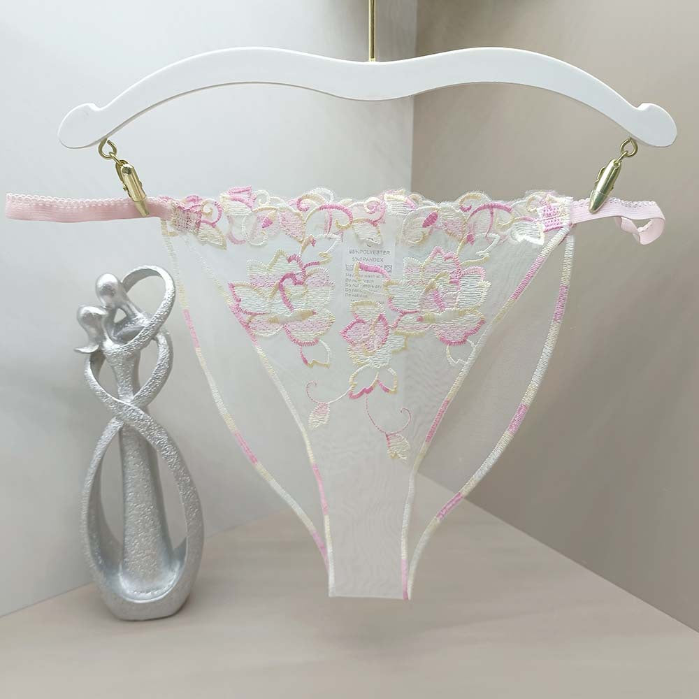 FREEDOMBEAUTY | Hollow-out sexy seduction women's briefs mesh triangle lace breathable sex perspective embroidered thong cross-border