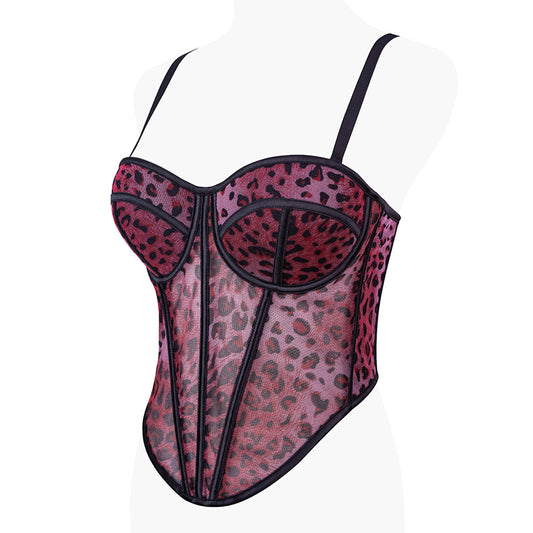 freedombeauty｜Sexy leopard print fish bone bra shaping small suspender bra women's pure desire bra DB1766