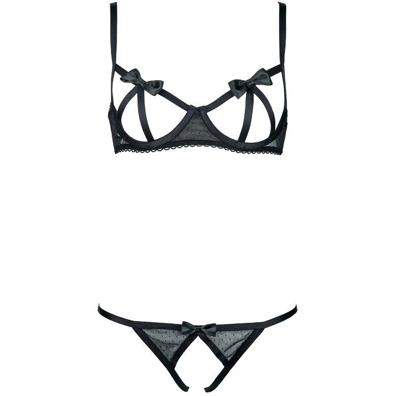 FREEDOMBEAUTY | FQ2987M171 sexy underwear sexy open crotch passion set steel ring sexy garter set ultra-thin cross-border