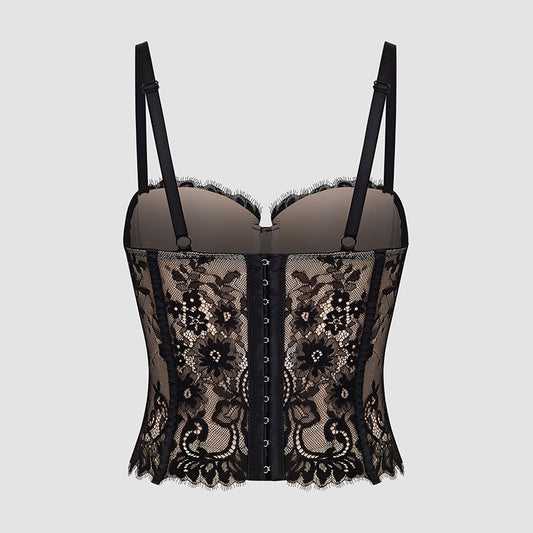 freedombeauty｜Fishbone clothes, small suspenders, sexy lace bottoming vest, bra-free, can be worn outside, Spice Girl top DB1136