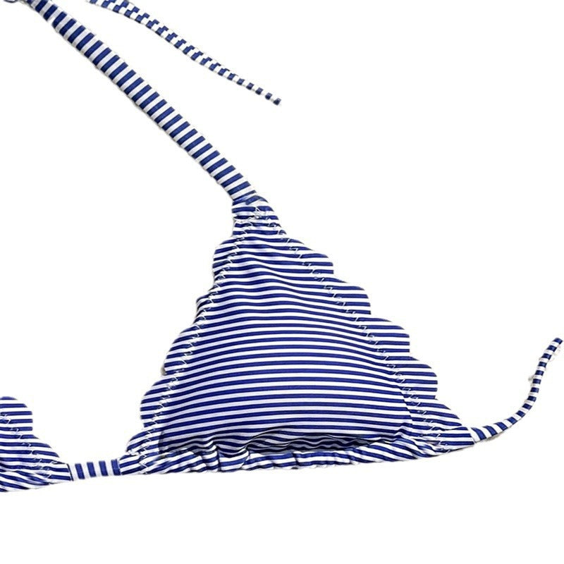 FREEDOMBEAUTY | 2025 new European and American striped sexy three-point bikini swimsuit women's lace-up beach hot spring swimsuit