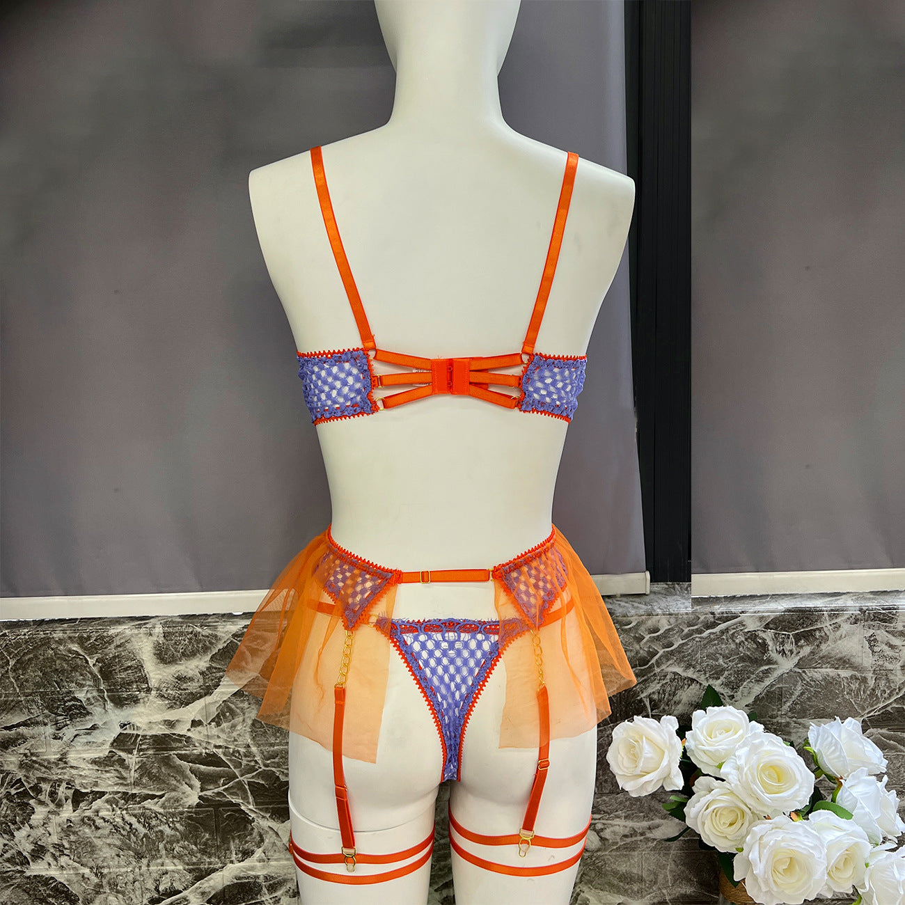 freedombeauty|High-end quality chain women's lace eyelash stitching sexy underwear kit