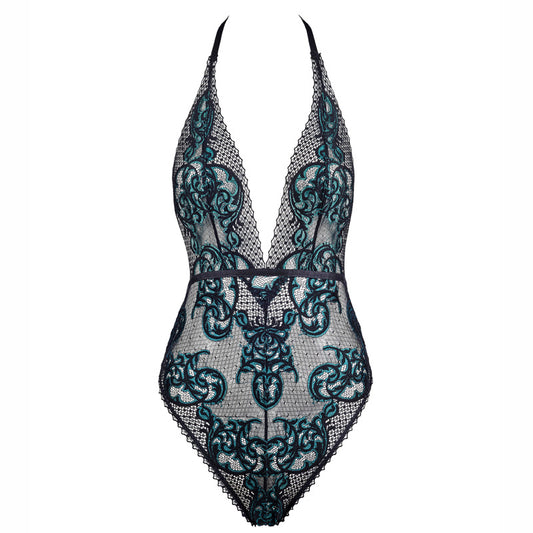 Freedombeauty | FQ2717 two-color lace deep V hanging neck hollow perspective sexy onesie Amazon export European premium