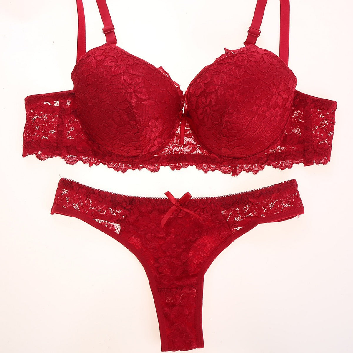 FREEDOMBEAUTY | Luxury Sexy Women's Lace Bra Set French Lace Underwear Panties Gathering Comfortable Lace Hook
