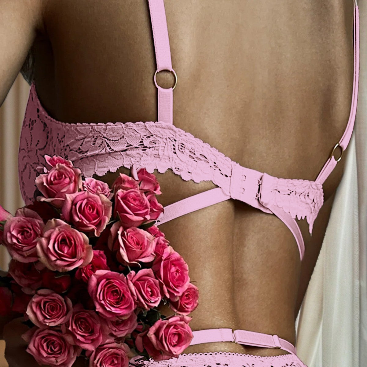 freedombeauty|Sex underwear lace edge perspective hollow set