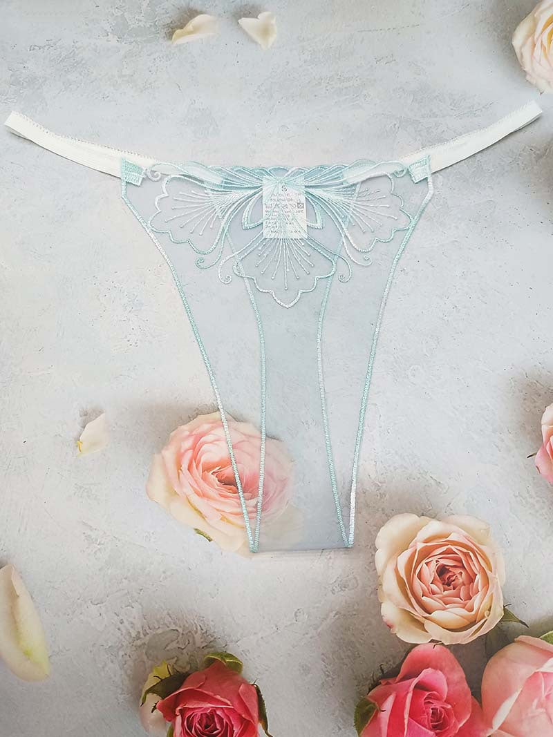 FREEDOMBEAUTY | Sexy hollow transparent mesh embroidered pattern women's sex thong perspective seduction lace cross-border
