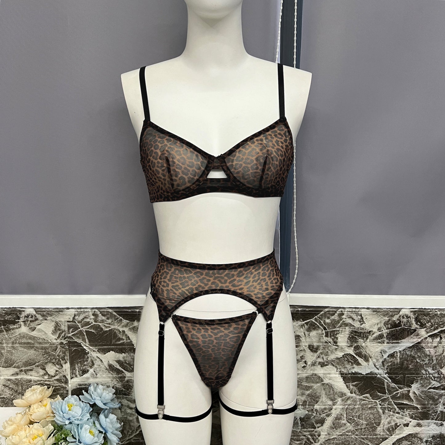 freedombeauty|Leopard print erotic underwear set sexy underwear erotic set