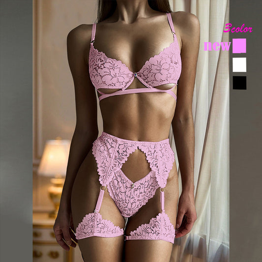 freedombeauty|Sex underwear lace edge perspective hollow set